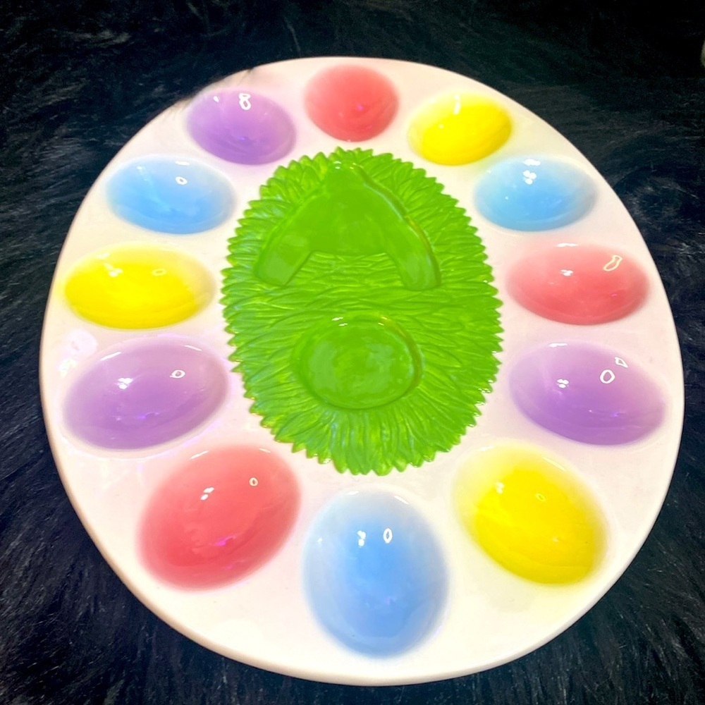 Disney Winnie the Pooh bear Easter basket eggs serving tray dish vintage dish - Picture 3 of 13